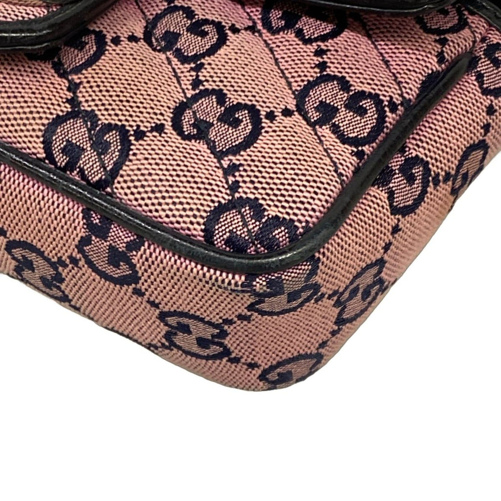 Gucci Shoulder Bag GG Marmont Light Pink Dark Navy Chain Leather — view 6