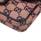 Gucci Shoulder Bag GG Marmont Light Pink Dark Navy Chain Leather — view 6