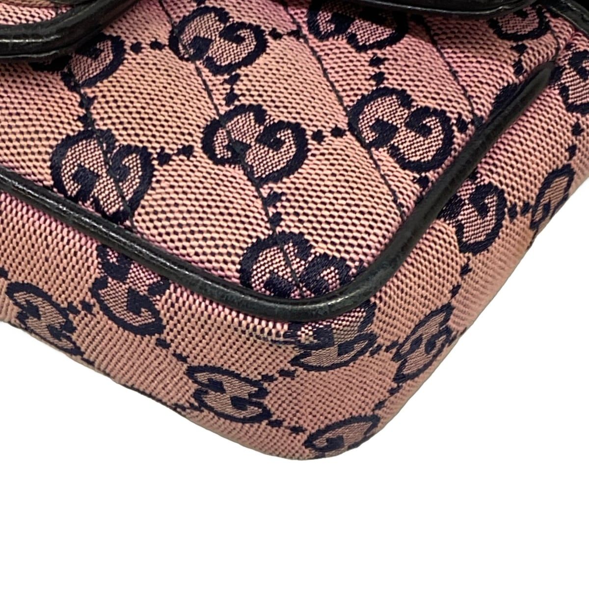 Gucci Shoulder Bag GG Marmont Light Pink Dark Navy Chain Leather — view 6