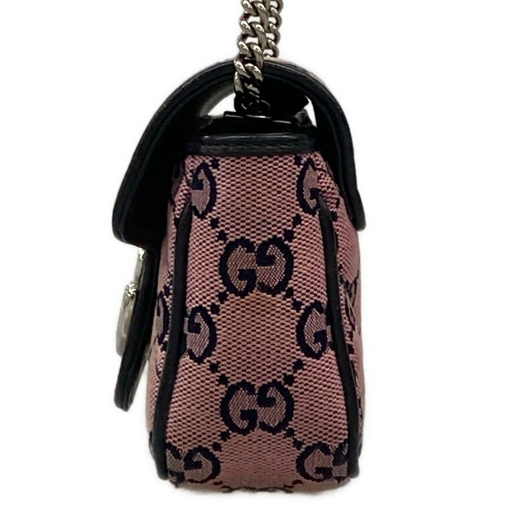 Gucci Shoulder Bag GG Marmont Light Pink Dark Navy Chain Leather — view 4