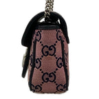 Gucci Shoulder Bag GG Marmont Light Pink Dark Navy Chain Leather — view 4