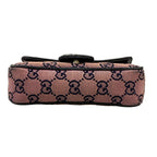 Gucci Shoulder Bag GG Marmont Light Pink Dark Navy Chain Leather — view 5