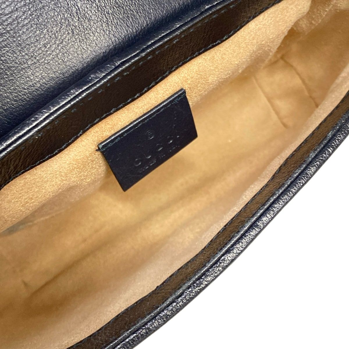 Gucci Shoulder Bag GG Marmont Light Pink Dark Navy Chain Leather — view 7