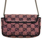 Gucci Shoulder Bag GG Marmont Light Pink Dark Navy Chain Leather — view 3