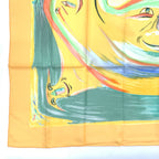 Hermes Carre 90 Smiles in Third Millenary Yellow Multicolor Scarf Silk — view 5