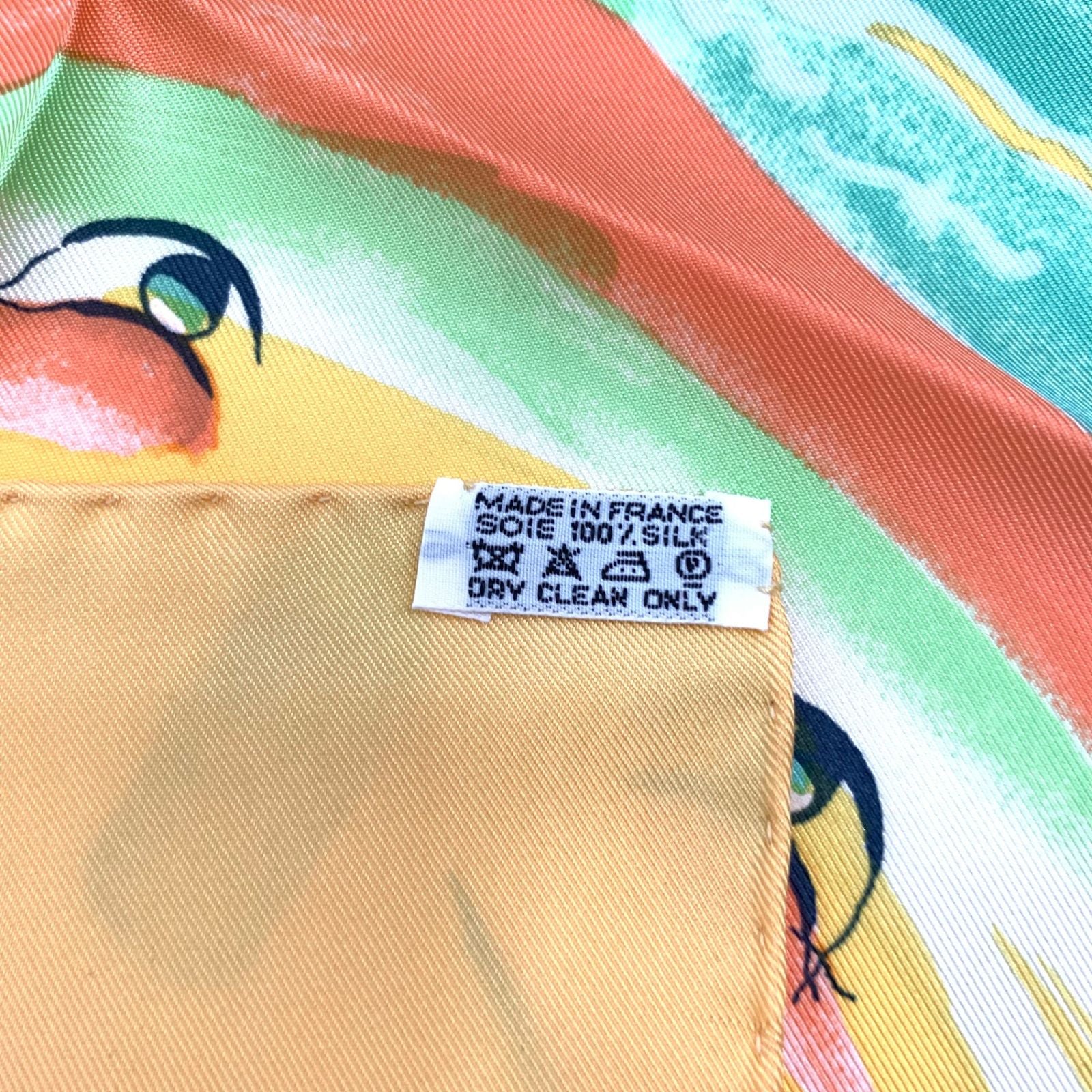 Hermes Carre 90 Smiles in Third Millenary Yellow Multicolor Scarf Silk — view 7