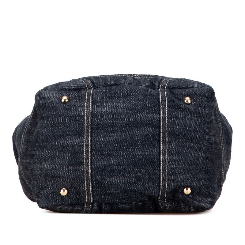 Chanel Spark Ring Denim CC Logo Handbag Indigo Blue — view 3