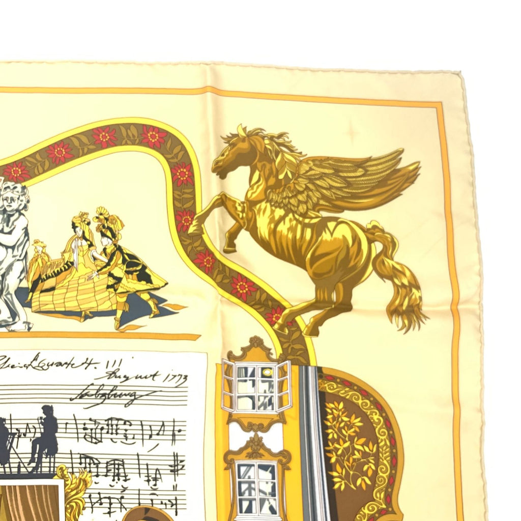Hermes Carre 90 in Salzburg Yellow Orange Scarf Silk — view 3