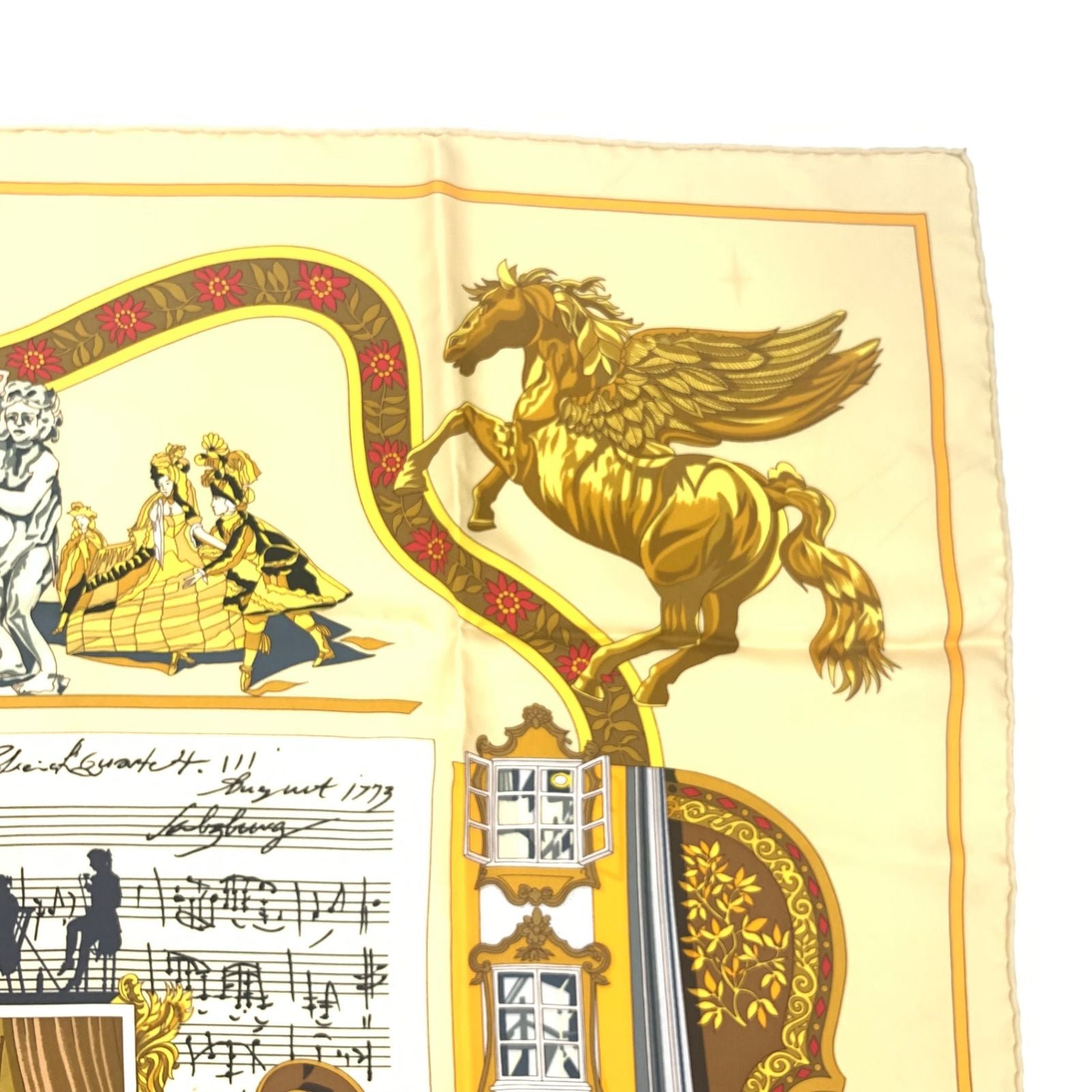Hermes Carre 90 in Salzburg Yellow Orange Scarf Silk — view 3