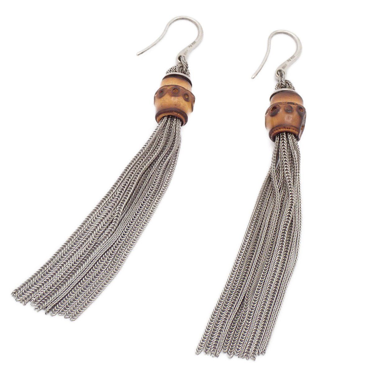 Gucci Tassel Drop Earrings 925 Sterling Silver Bamboo Pawn
