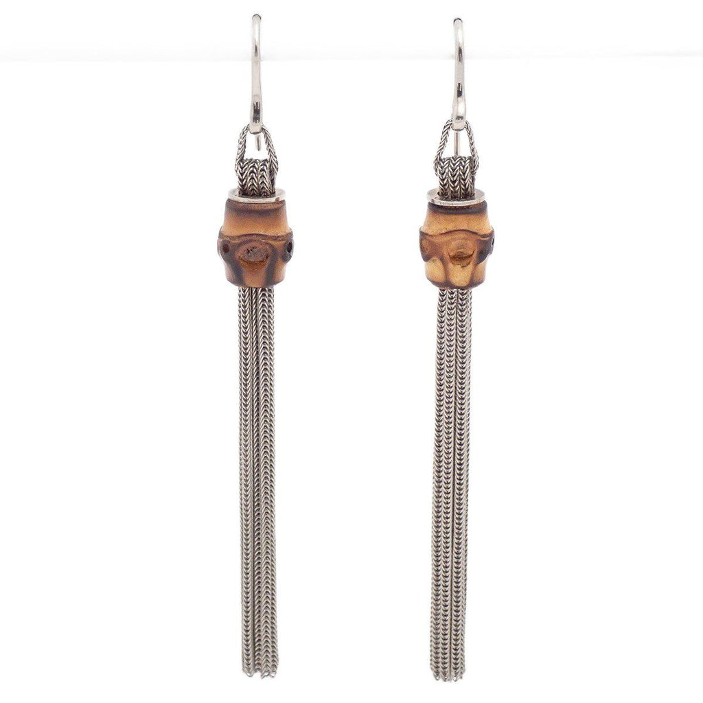 Gucci Tassel Drop Earrings 925 Sterling Silver Bamboo Pawn — view 4