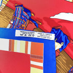 Hermes Carre 90 Prieres AU Vent Prayer in the Wind Silk Scarf Red Blue — view 7
