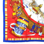 Hermes Carre 90 Prieres AU Vent Prayer in the Wind Silk Scarf Red Blue — view 5
