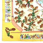 Hermes Carre 90 Neige D'antan Last Year's Snow Yellow Christmas Silk Scarf — view 5