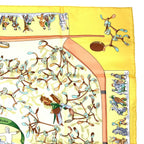 Hermes Carre 90 Neige D'antan Last Year's Snow Yellow Christmas Silk Scarf — view 3