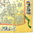 Hermes Carre 90 Neige D'antan Last Year's Snow Yellow Christmas Silk Scarf — view 4