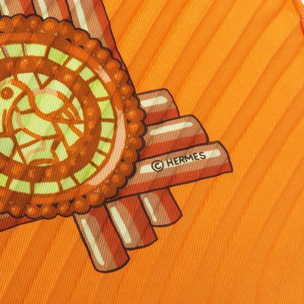 Hermes Pleated Scarf Orange — view 4
