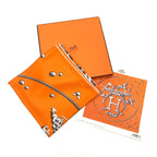 Hermes Carre 90 Vif Argent Silver Drop Orange Silk Scarf — view 2