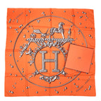 Hermes Carre 90 Vif Argent Silver Drop Orange Silk Scarf