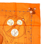 Hermes Carre 90 la Musique Des Spheres Music Played by Orange Violin Silk Scarf — view 3