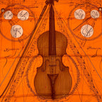 Hermes Carre 90 la Musique Des Spheres Music Played by Orange Violin Silk Scarf — view 6