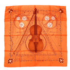 Hermes Carre 90 la Musique Des Spheres Music Played by Orange Violin Silk Scarf