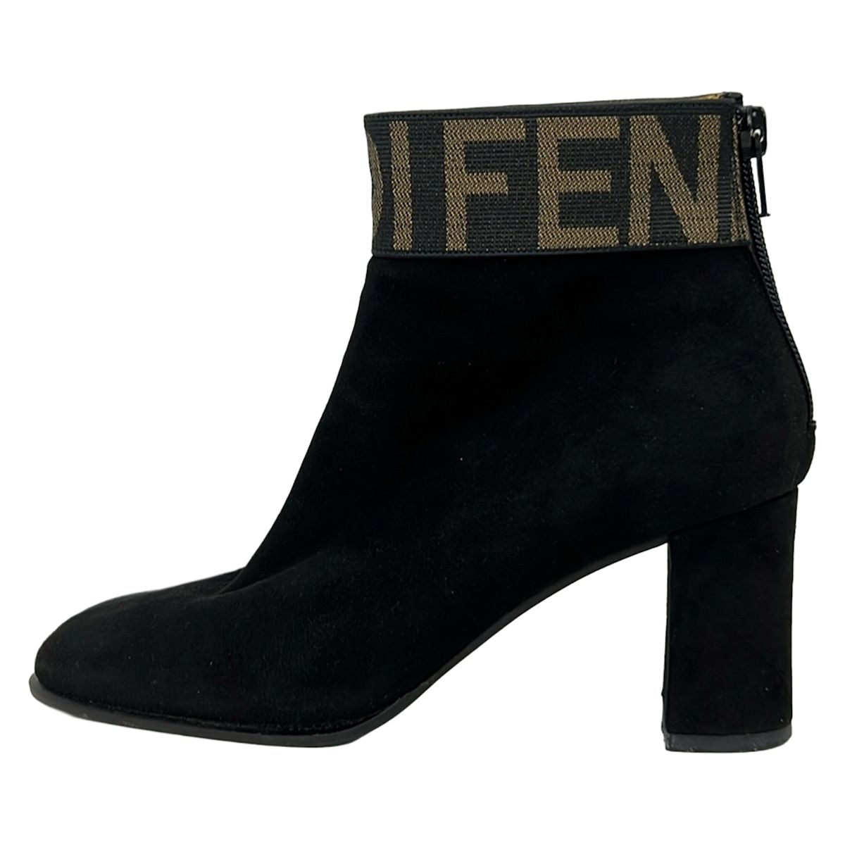 Fendi Short Boots 36 1 Black Yellow Logo Tape