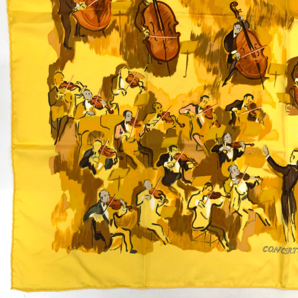 Hermes Carre 90 Concerto Yellow Silk 100% Scarf — view 6