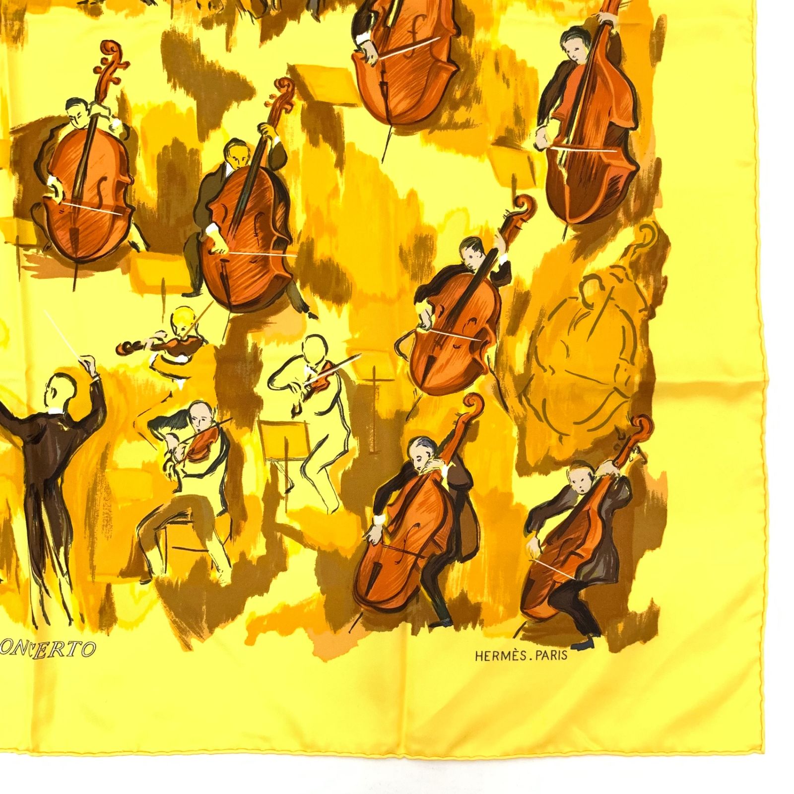 Hermes Carre 90 Concerto Yellow Silk 100% Scarf — view 5