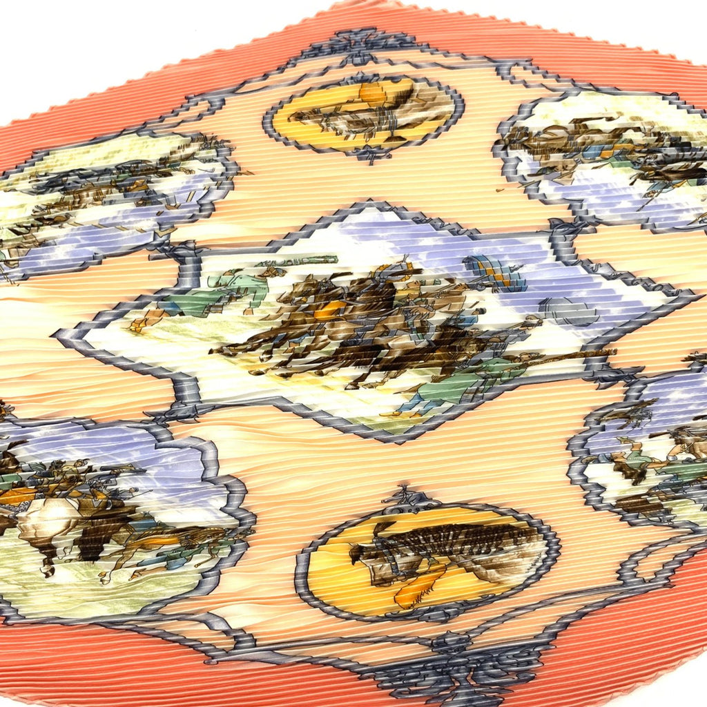 Hermes Pleated Mughal Dynasty Horse les Chevaux Des Moghols Silk Scarf — view 3