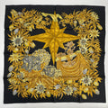 Hermes Carre 90 Passiflores Passion Flower Black Silk 100% Scarf