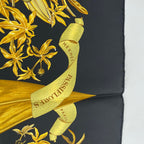 Hermes Carre 90 Passiflores Passion Flower Black Silk 100% Scarf — view 6