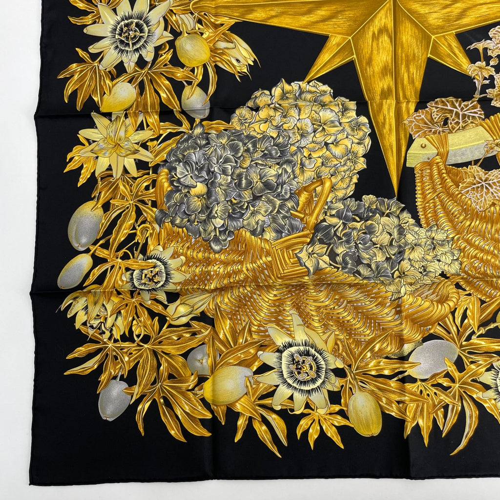 Hermes Carre 90 Passiflores Passion Flower Black Silk 100% Scarf — view 5