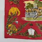 Hermes Carre 45 Chantilly Cite Racecourse Red Multicolor Silk 100% Scarf — view 6