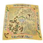 Hermes Carre 90 Neige D'antan Last Year's Snow Yellow Silk 100% Scarf