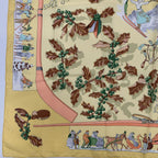 Hermes Carre 90 Neige D'antan Last Year's Snow Yellow Silk 100% Scarf — view 4