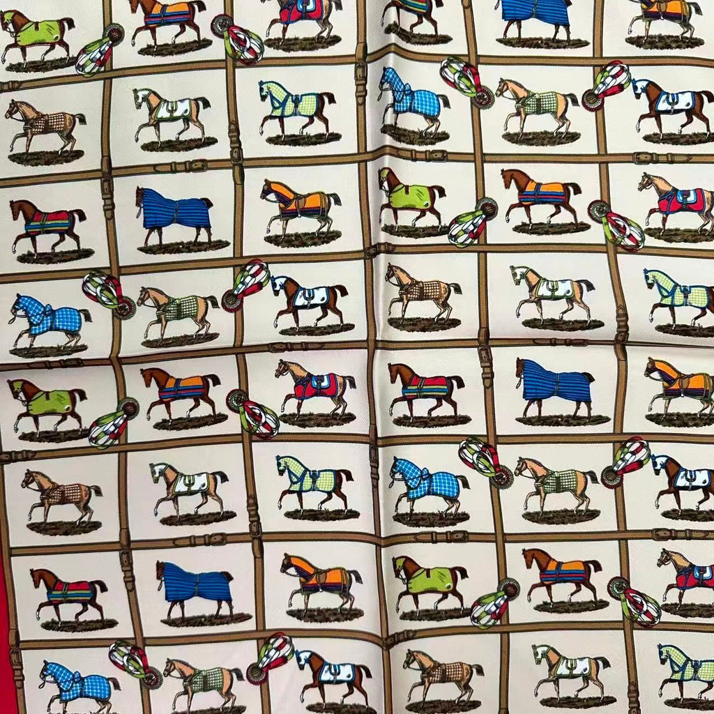 Hermes Scarf Silk 48 Cheveaux Au Paddock 48 Horses in the — view 6