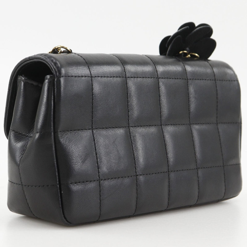 Chanel Choco Bar Camellia Chain Shoulder Calf Black — view 3