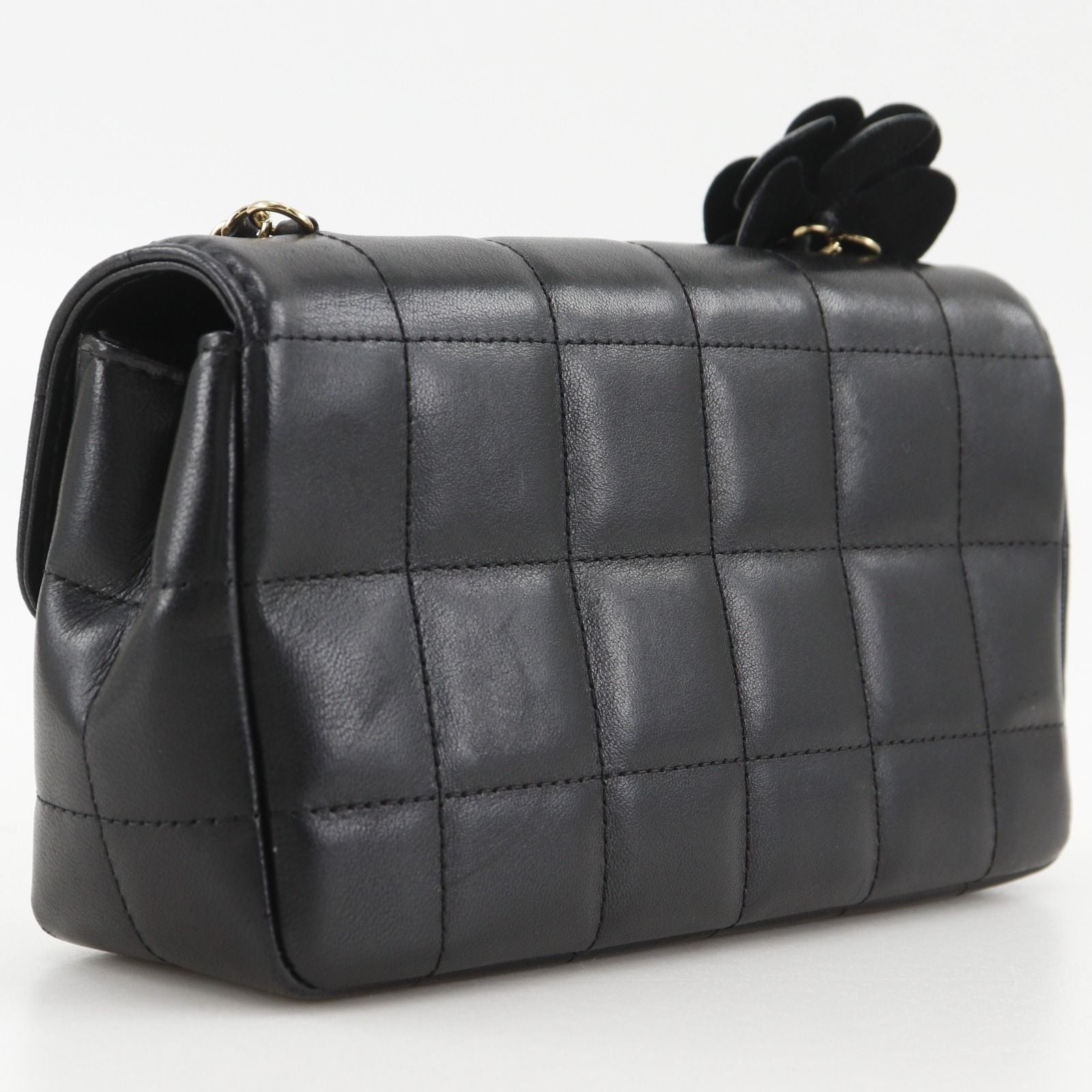 Chanel Choco Bar Camellia Chain Shoulder Calf Black — view 3