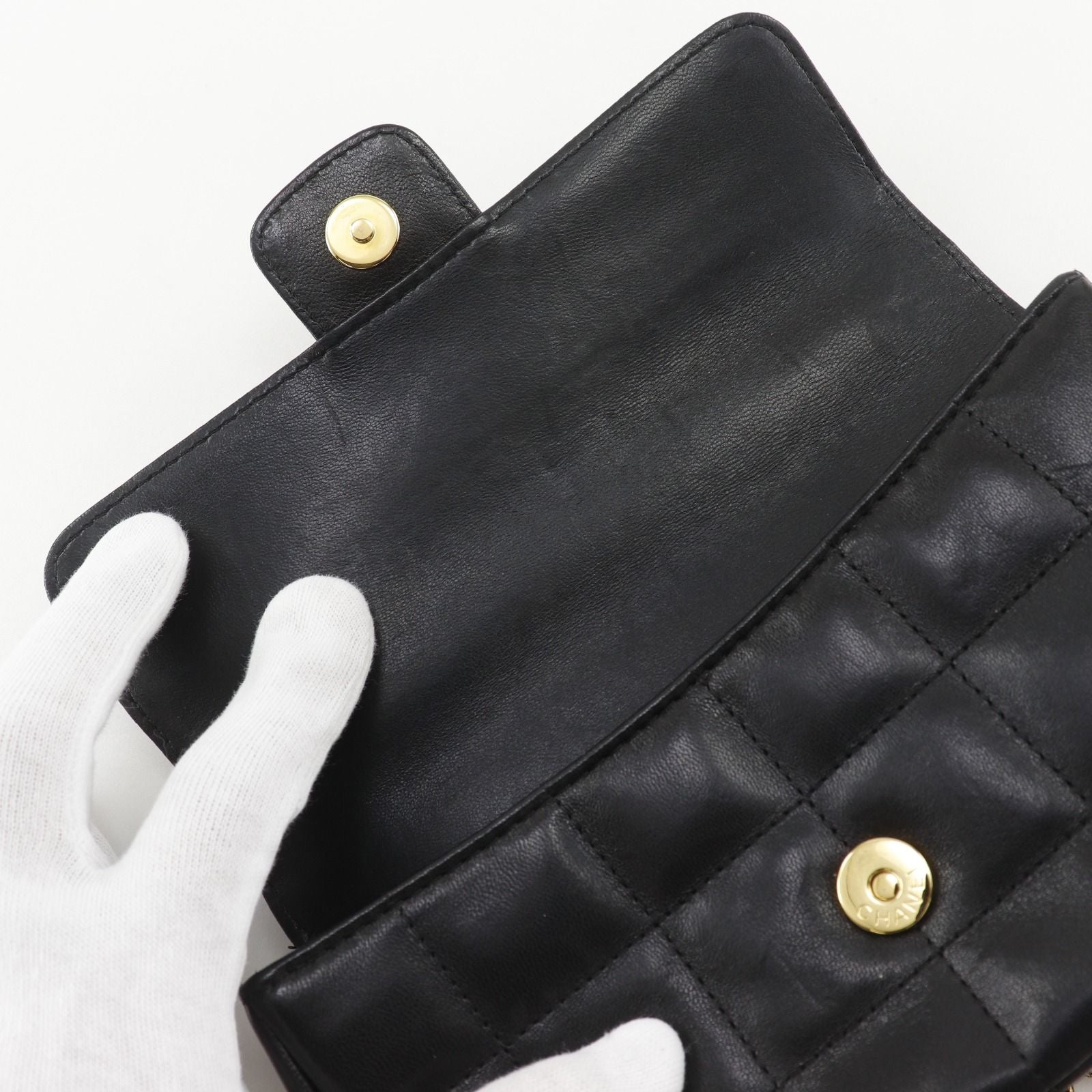 Chanel Choco Bar Camellia Chain Shoulder Calf Black — view 5