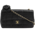 Chanel Choco Bar Camellia Chain Shoulder Calf Black