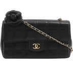Chanel Choco Bar Camellia Chain Shoulder Calf Black