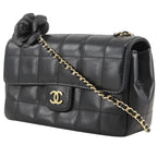 Chanel Choco Bar Camellia Chain Shoulder Calf Black — view 2