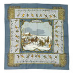 Hermes Carre 90 Scarf Silk les Plaisirs du Froid Joy on Ice Blue