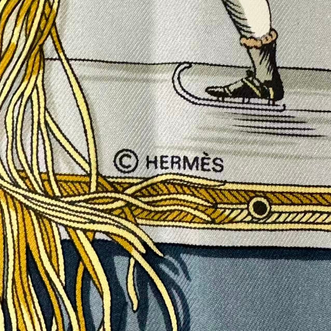 Hermes Carre 90 Scarf Silk les Plaisirs du Froid Joy on Ice Blue — view 7