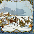 Hermes Carre 90 Scarf Silk les Plaisirs du Froid Joy on Ice Blue — view 6