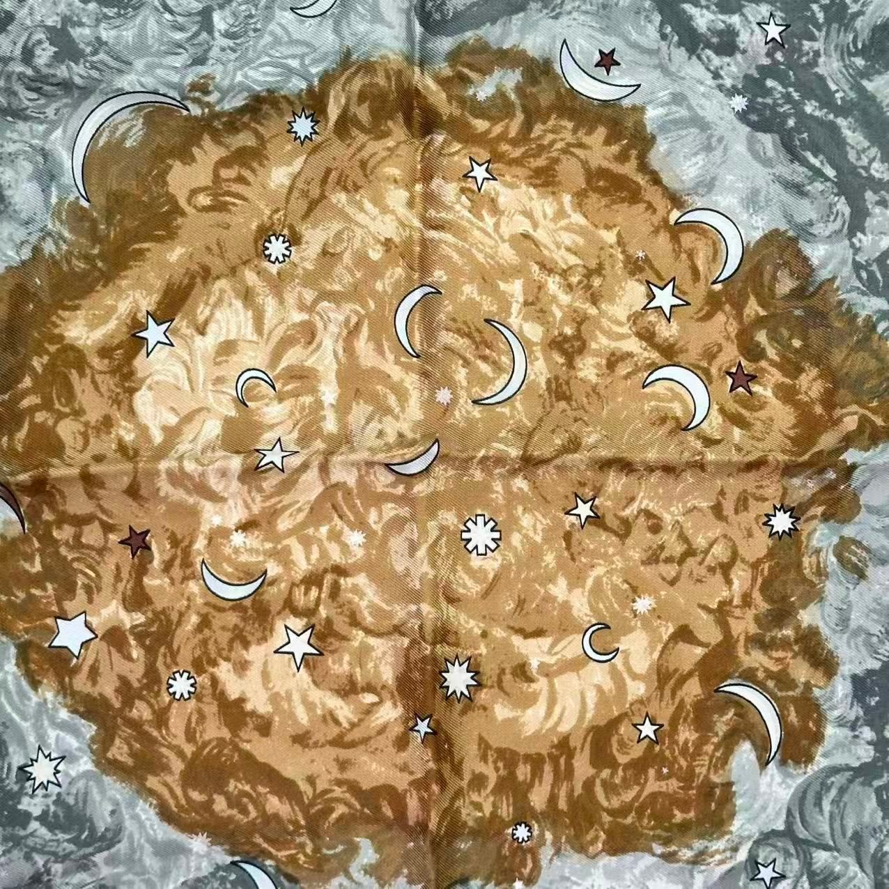 Hermes Scarf Silk L'annee Des Etoiles Year of the Stars Dark Green — view 6