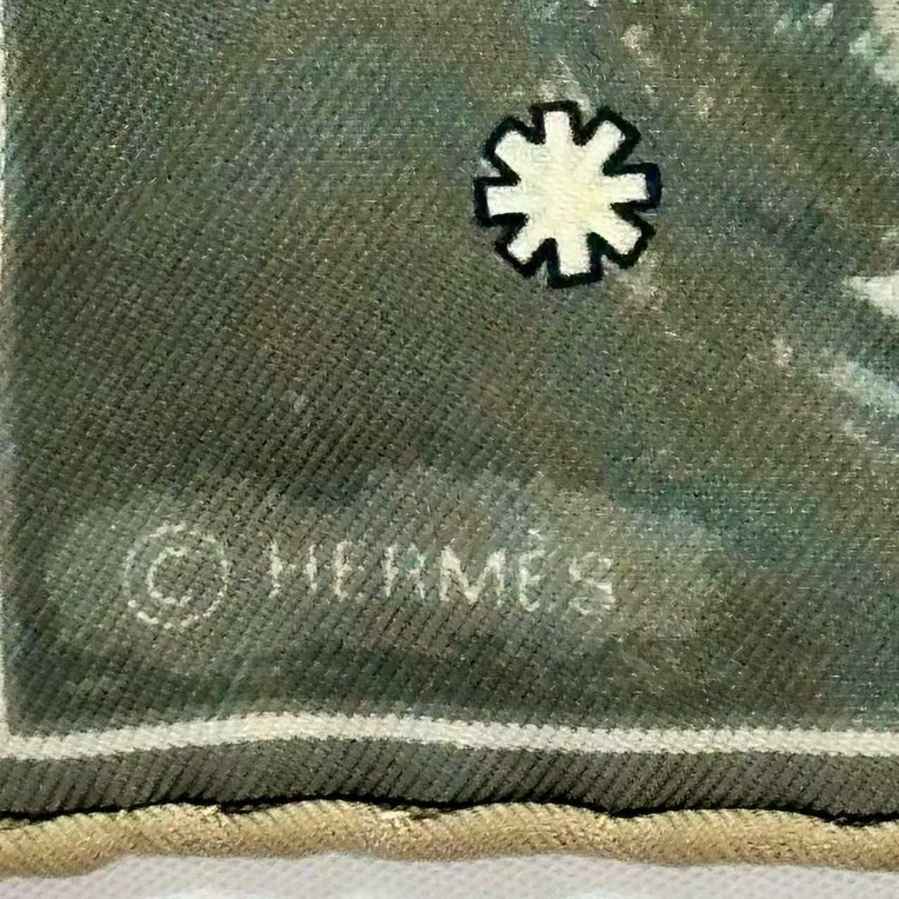 Hermes Scarf Silk L'annee Des Etoiles Year of the Stars Dark Green — view 7