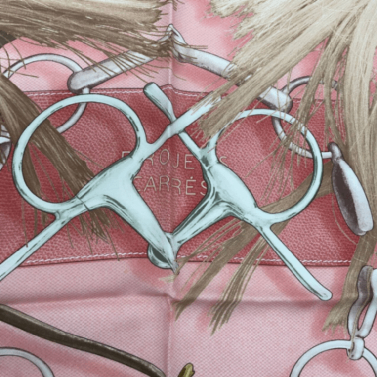 Hermes Carre 90 Projets Carres Planning Power Pink Silk 100% Scarf — view 6