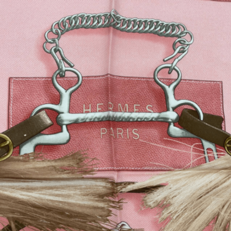 Hermes Carre 90 Projets Carres Planning Power Pink Silk 100% Scarf — view 7